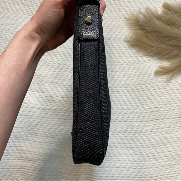 Gucci Black Denim Monogram Abby Shoulder Bag - Picture 14 of 16